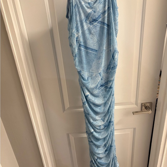 Good American Ruched Mesh Midi Dress In Patchwork - Picture 5 of 7